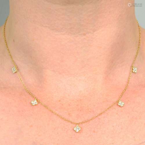 A necklace, with pavé-set diamond quatrefoil fringe.Total di...