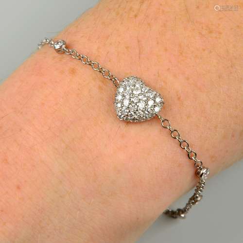 A pavé-set diamond heart bracelet,