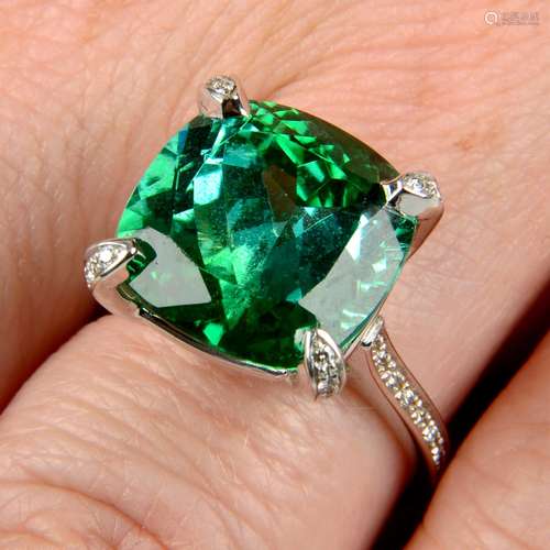 A green tourmaline dress ring,