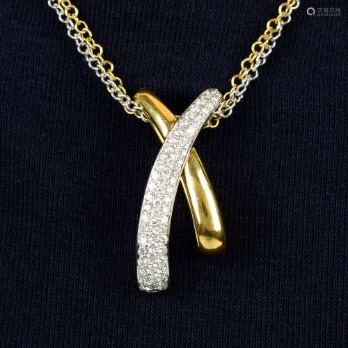 An 18ct gold pavé-set diamond cross pendant,