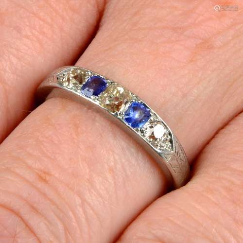 An early 20th century platinum sapphire and old-cut diamond ...