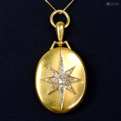 A late Victorian gold old-cut diamond star locket.