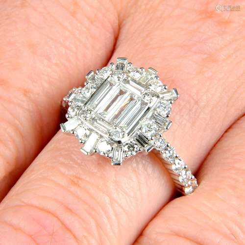 A vari-cut diamond cluster ring.