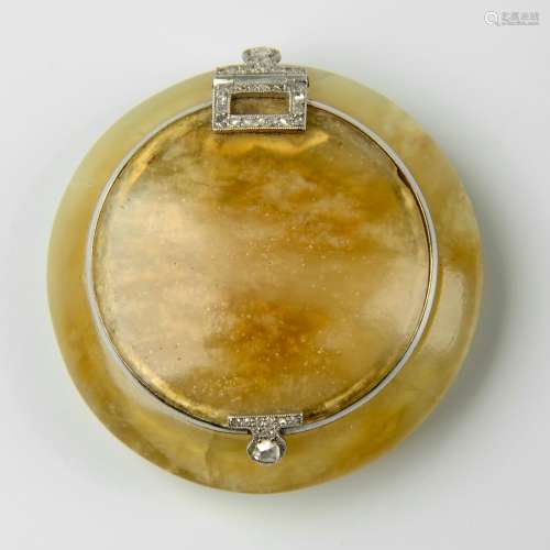 An early 20th century agate pill box, with rose-cut diamond ...