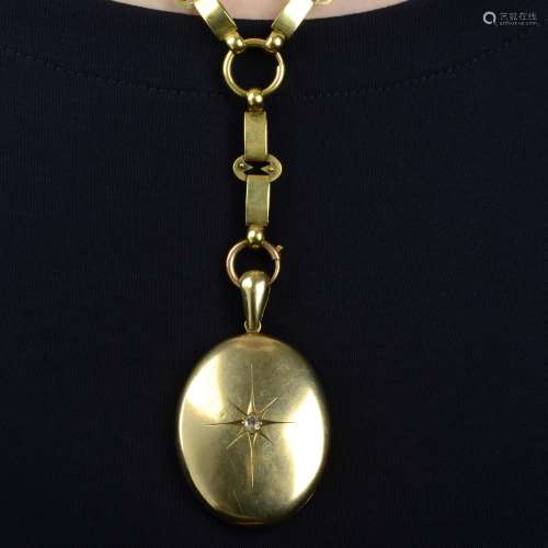 A late Victorian 18ct gold old-cut diamond locket, with fanc...