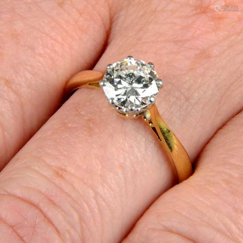 An 18ct gold brilliant-cut diamond single-stone ring.Diamond...
