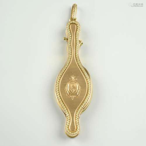 A pair of 19th century 18ct gold lorgnettes.French assay mar...