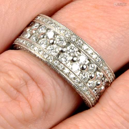 A pavé-set diamond band ring.Estimated total diamond weight ...