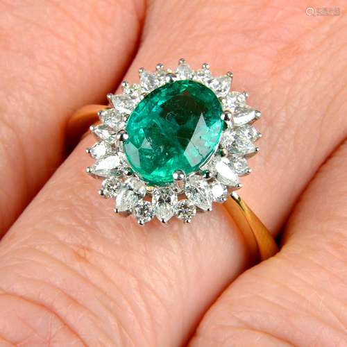 An 18ct gold emerald ring,