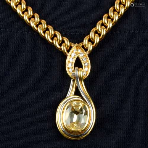 A Ceylon yellow sapphire and diamond necklace,
