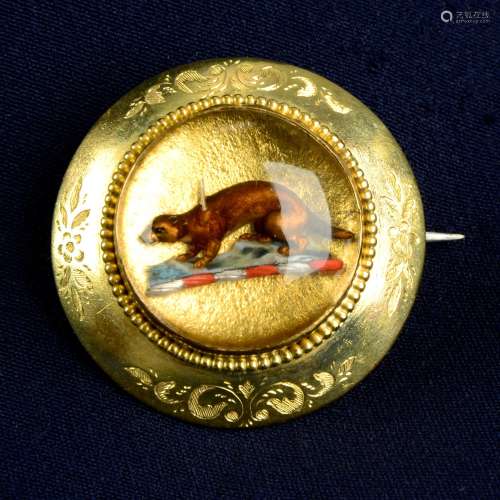 A late 19th century 18ct gold reverse-carved intaglio brooch...