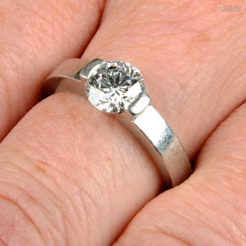 A brilliant-cut diamond single-stone ring.With report card 0...