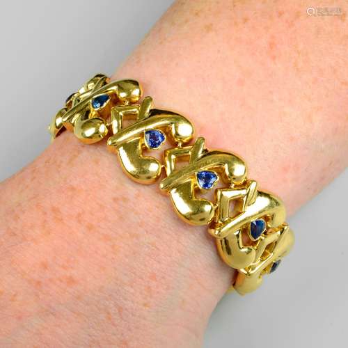 An 18ct gold sapphire 'Hug' bracelet, by Boodles.