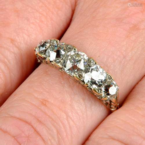 An early 20th century gold graduated old-cut diamond five-st...