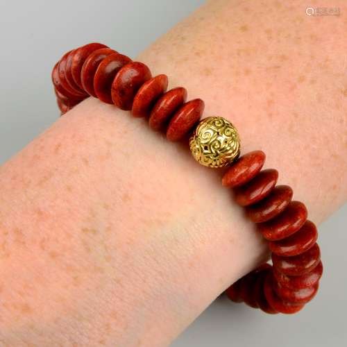 A coral bead bracelet, by Ilias Lalaounis.Stamped 750.