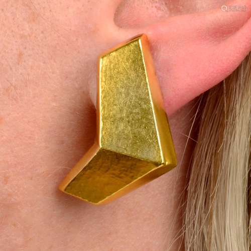 A pair of textured chevron earrings, by Ilias Lalounis.Stamp...