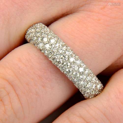 An 18ct gold pavé-set diamond eternity ring.Total diamond we...