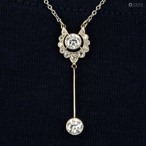 A diamond necklace.Principal two diamonds estimated total we...