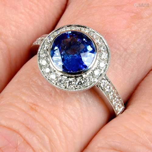 A sapphire and diamond dress ring.