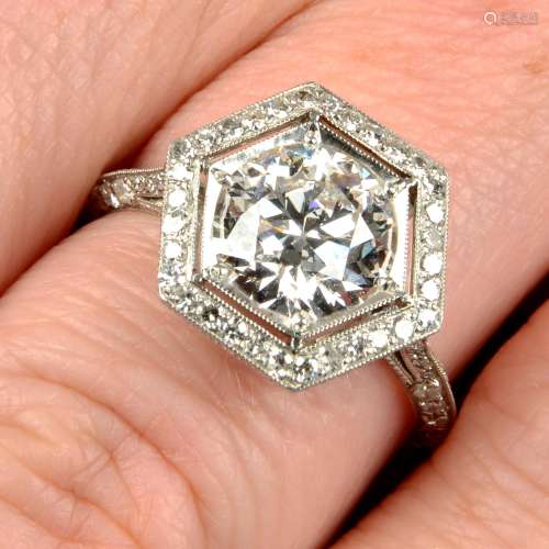 A brilliant-cut diamond ring,