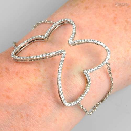 A brilliant-cut diamond butterfly bracelet.Estimated total d...