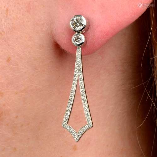 A pair of 18ct gold brilliant-cut diamond earrings,