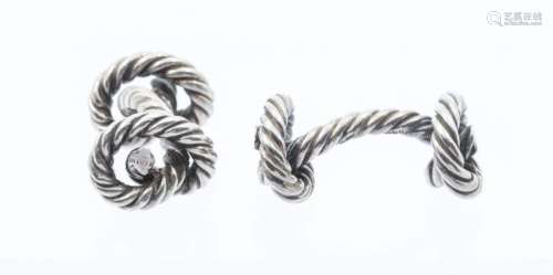 A pair of Hermès Noeuds Marins silver cuff links, approx 2.3...
