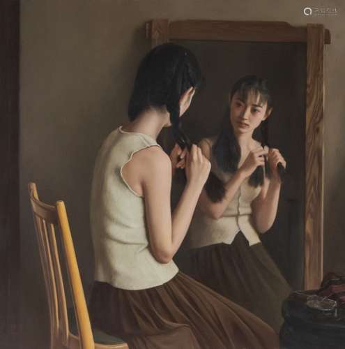 Li Guijin, Getting Ready, oil on canvas, signed in Chinese a...