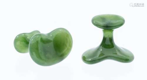 Elsa Peretti for Tiffany & Co, a pair of spinach green jade ...