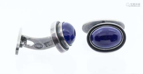 Georg Jensen, a pair of lapis lazuli cuff links, mounted in ...