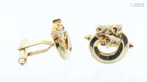A pair of 925 silver-gilt cuff links, circular openwork desi...