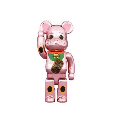 发光电镀粉色招财bearbrick 400%  限定 合金