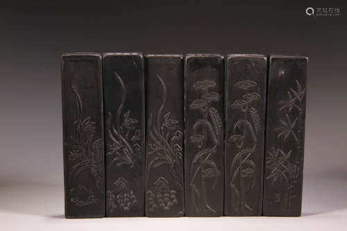 A Group of Six Flower Pattern Ink