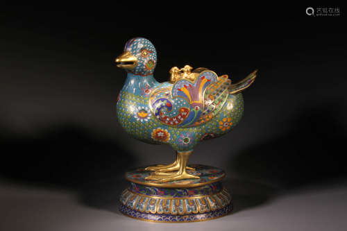 A Bronze Cloisonne Bird Figure Ornament