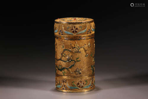 A Bronze Enamel Jar