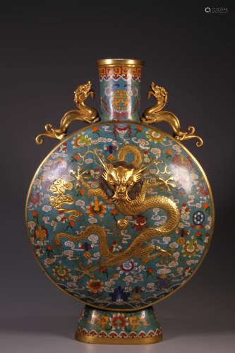 A Bronze Cloisonne Double Ear Vase