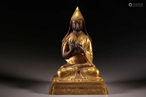 A Gilt Bronze Zongkaba Figure Statue