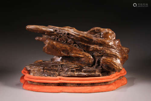 A Carved Landscape Agarwood Figure Ornament