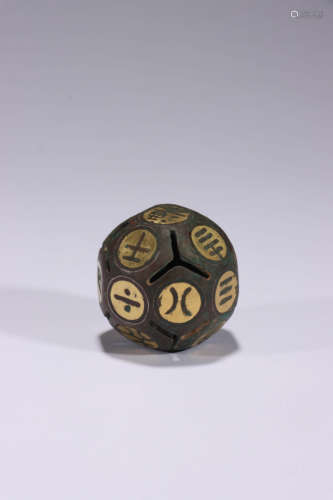 A Chinese Bronze Gilt Dice