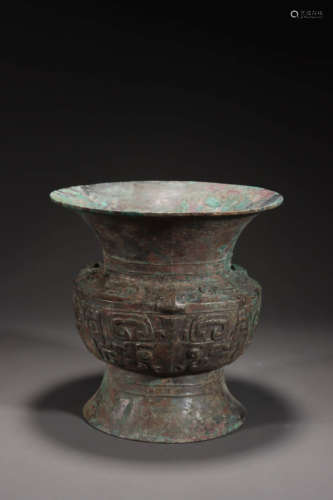 A Chinese Bronze Beast Face Pattern Vase