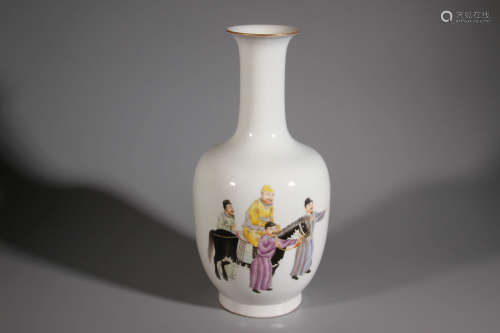 A Character Story Pattern Famille Rose Porcelain Plum Vase