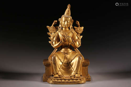 A Gilt Bronze Maitreya Figure Statue