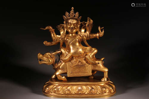 A Gilt Bronze Guardian Figure Statue