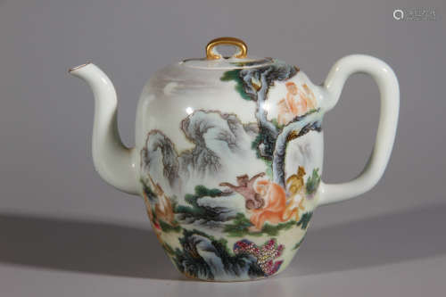 A Landscape Famille Rose Porcelain Teapot
