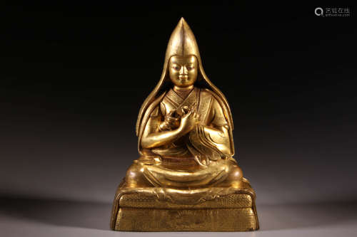 A Gilt Bronze Zongkaba Figure Statue