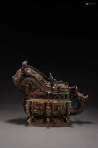 A Chinese Bronze Beast Pattern Container