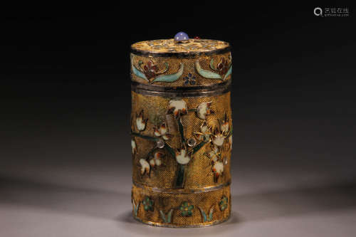 A Bronze Enamel Jar