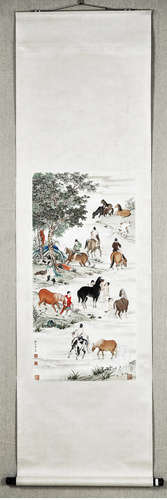 A Chinese Horse Painting, Yu Zhiding Mark