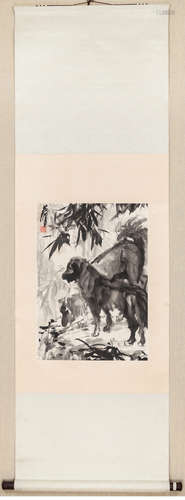 A Chinese Dog Painting, Huang Zhou Mark