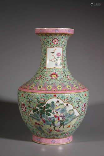 A Character Story Famille Rose Porcelian Vase